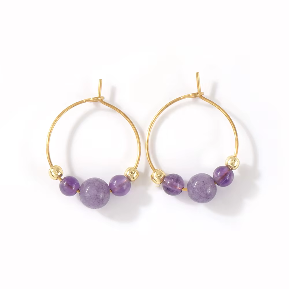 Earrings Natural Gemstone Σκουλαρίκια Κρίκοι με Φυσικούς Λίθους