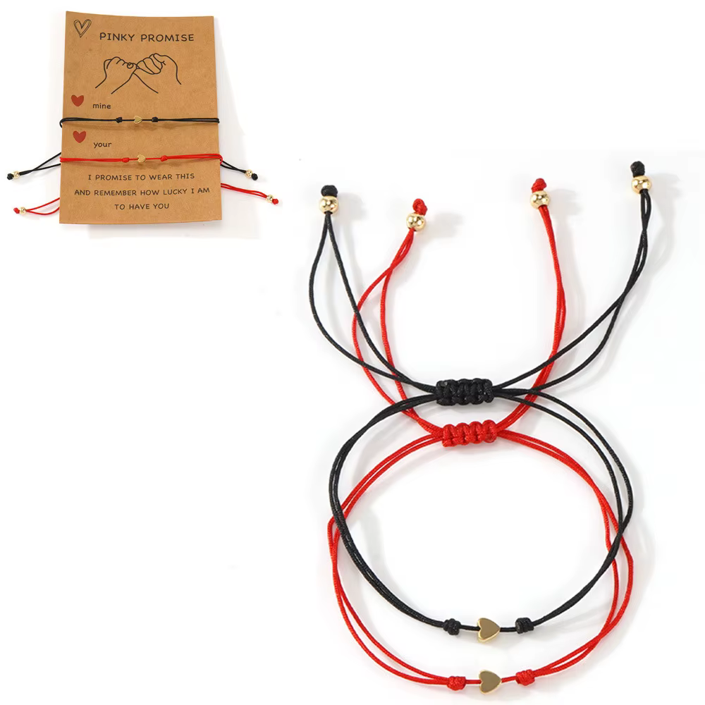 Bracelet Couple Βραχιόλια για Ζευγάρια Καρδιά – Ρυθμιζόμενα με Κορδόνι