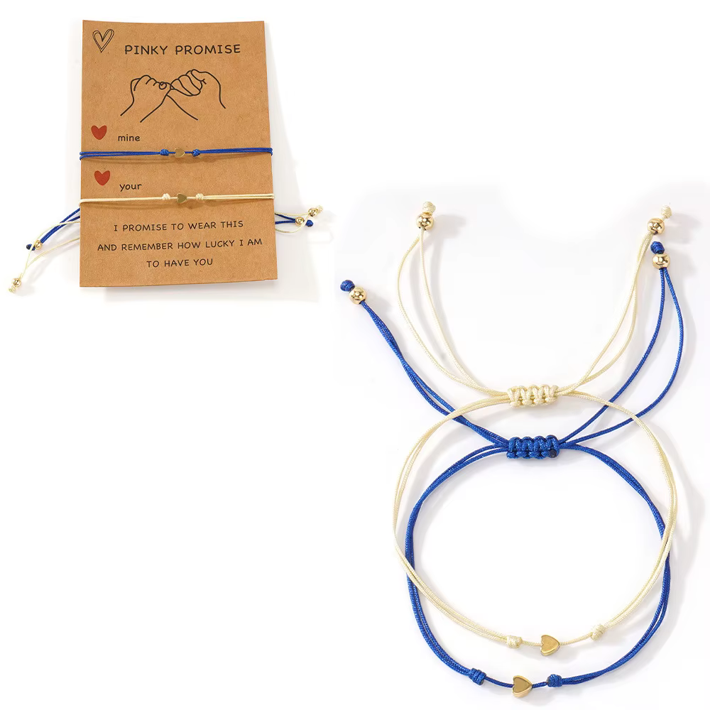 Bracelet Couple Βραχιόλια για Ζευγάρια Καρδιά – Ρυθμιζόμενα με Κορδόνι