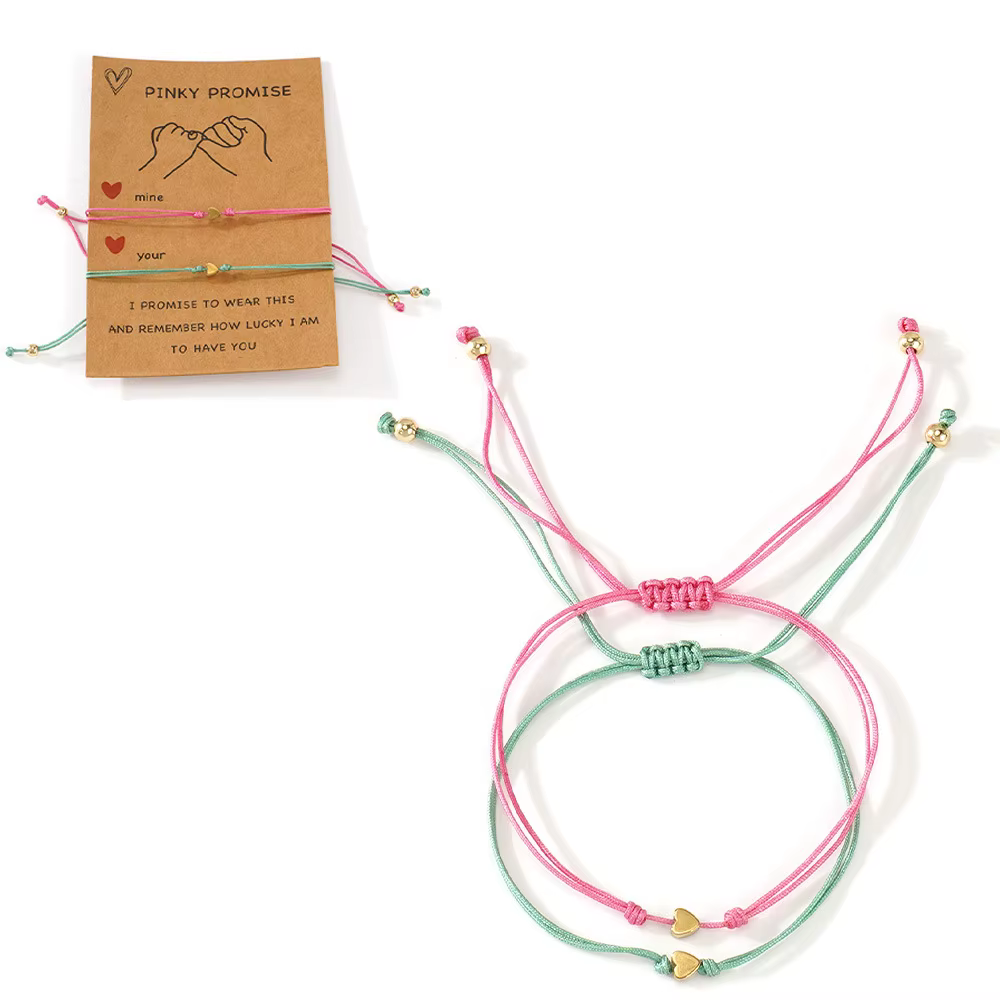 Bracelet Couple Βραχιόλια για Ζευγάρια Καρδιά – Ρυθμιζόμενα με Κορδόνι